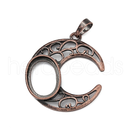 Moon Brass Pendant Cabochon Settings KK-S521-04RC-1