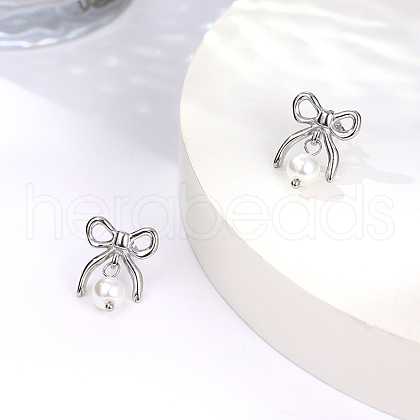 Elegant 304 Stainless Steel Bowknot Stud Earrings for Women WV7087-2-1