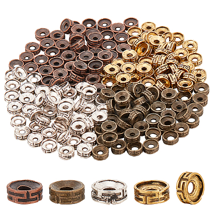   200Pcs 4 Colors Tibetan Style Spacer Beads TIBEP-PH0001-73-1