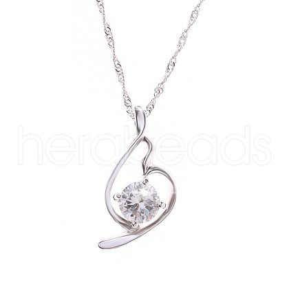 Zinc Alloy Pave Clear Cubic Zirconia Pendant Necklaces for Women FS-WGB158F-08-1