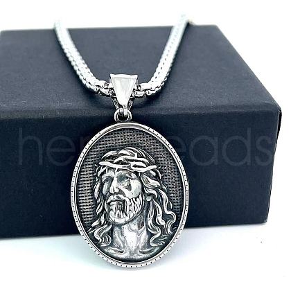 Greek Mythology Stainless Steel Jesus Pendant Necklaces for Men BD3775-1