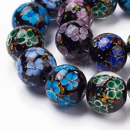 Handmade Inner Flower Lampwork Beads Strands LAMP-L072-D08-1