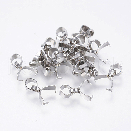 Tarnish Resistant 201 Stainless Steel Pendant Pinch Bails STAS-F138-02P-2.5x14mm-1