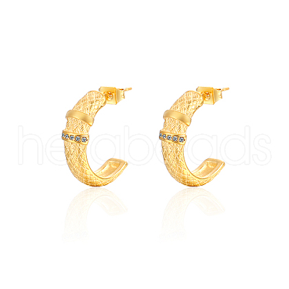304 Stainless Steel Rhinestone Arch Stud Earrings GH0398-1-1