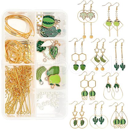 SUNNYCLUE DIY Green Earring Making Kits DIY-SC0014-12G-1
