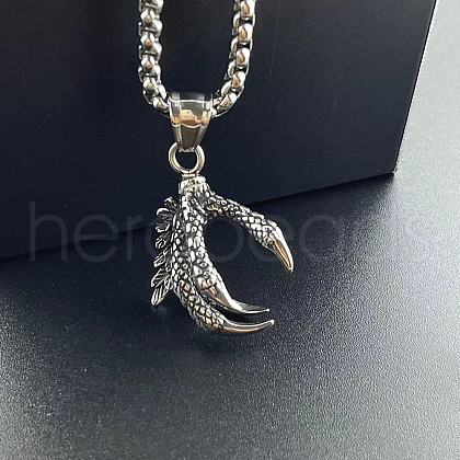 Punk Stainless Steel Dragon Claw Pendant Fashion Hip-hop Necklaces QL2069-1