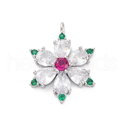 Rack Plating Brass with Cubic Zirconia Pendants KK-Q010-11P-1