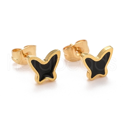 304 Stainless Steel Enamel Stud Earrings EJEW-B009-07G-01-1