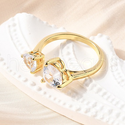 Brass Micro Pave Cubic Zirconia Cuff Rings for Women RJEW-F181-10G-01-1
