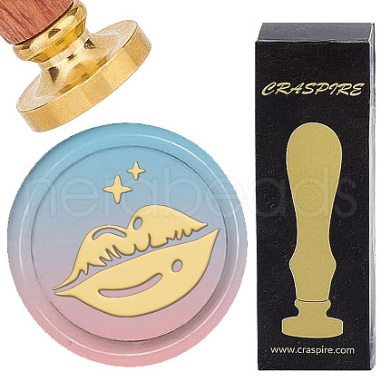 Brass Wax Seal Stamps with Wood Handle AJEW-WH0412-0184-1