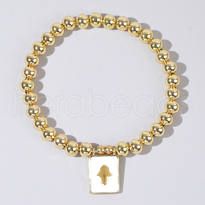 Personality Brass Round Bead Beaded Stretch Bracelets ST0339-8-1