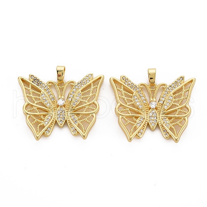 Brass Micro Pave Cubic Zirconia Pendants KK-Q252-065B-NF-1