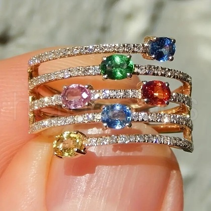 Oval Alloy Micro Pave Colorful Cubic Zirconia Finger Rings FS-WG843A4-04-1