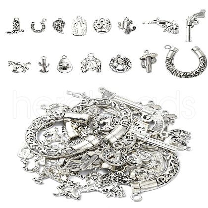60Pcs 15 Styles Tibetan Style Alloy Pendants FIND-YW0004-82-1