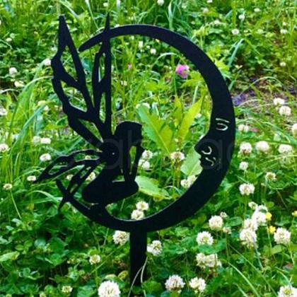 Fairy & Moon Iron Decorative Garden Stake WG38314-01-1