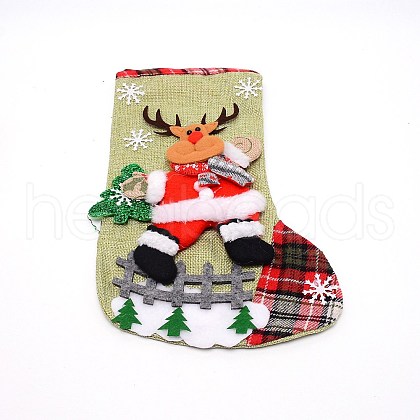 Reindeer Cloth Hanging Christmas Stocking HJEW-SZC0004-19-1