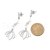 304 Stainless Steel Flower Long Dangle Stud Earrings for Women EJEW-JE05006-3