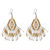 Bohemian Handmade Glass Seed Beads Rhombus Dangle Earrings DI9679-4-3