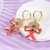 Brass Clear Cubic Zirconia Hoop Earrings EJEW-Q042-03A-G-3