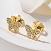 Brass Micro Pave Clear Cubic Zirconia Stud Earrings EJEW-D305-20G-03-5