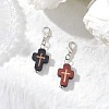2Pcs Natural Wood Cross Pendant Decorations HJEW-JM03264-1