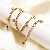 304 Stainless Steel Twisted Chain Necklaces with Disc Charm Tassel NJEW-R023-04G-1