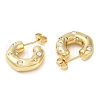 Rack Plating Brass Round with Heart Stud Earrings with Cubic Zirconia EJEW-E290-03G-2