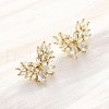 Brass Micro Pave Cubic Zirconia Stud Earrings Findings EJEW-F373-04G-3
