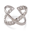 304 Stainless Steel Criss Cross Open Cuff Rings for Women RJEW-G285-72P-2