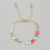 Shell Letter Charm Bead Bracelets ZZ0793-19-1