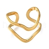 Wave 304 Stainless Steel Open Cuff Ring for Women RJEW-F161-02G-14-2