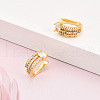 Brass Micro Pave Cubic Zirconia Cuff Earrings KK-T074-28G-1