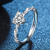 Heart Adjustable Brass with Crystal Rhinestone Finger Rings for Women FS-WG8858D-01-1