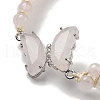 Natural Rose Quartz Braided Round Bead Bracelets BJEW-K251-06E-3