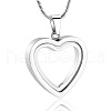 Stainless Steel & Glass Heart Pendant Urn Ashes Necklaces PW-WG26534-01-1