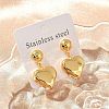 Heart 304 Stainless Steel Dangle Stud Earrings EJEW-A125-56G-1