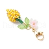Flower Bud Glass Pearl & Seed Beads Pendant Decorations HJEW-MZ00275-03-4