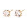 Flat Round Brass Pave Cubic Zirconia Stud Earrings for Women EJEW-G428-29A-02-4