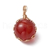 Natural Carnelian/Rose Quartz/Lapis Lazuli/Aventurine/Amethyst Round Pendants PALLOY-JF02982-3