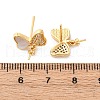 Brass Micro Pave Cubic Zirconia Shell Stud Earrings Findings KK-D363-07G-3