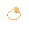 Ion Plating(IP) 304 Stainless Steel Ginkgo Leaf Wrap Open Cuff Ring for Women RJEW-S405-157G-2