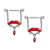 316L Surgical Stainless Steel Ruby Rhinestone Nipple Rings WG718B0-02-1