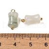Natural Jade Bamboo Stick Charms with Rack Plating Brass Loops G-G110-03B-G-3