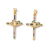 Rack Plating Brass Micro Pave Cubic Zirconia Pendants ZIRC-C040-45G-01-2