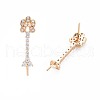 Brass Micro Pave Clear Cubic Zirconia Stud Earring Findings KK-S364-142-4