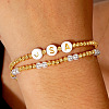 2Pcs Round Brass Beads Stretch Bracelets for Women ML1099-3-1