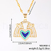 Brass Blue Enamel Fan with Heart Pendant Necklaces CL4028-1-2