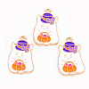 Light Gold Tone Alloy Enamel Pendants ENAM-T018-04-1