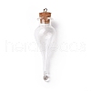 Teardrop Glass Cork Bottle Big Pendants X-AJEW-A041-01A-2