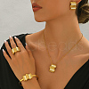 Rectangle Stainless Steel & Plastic Bracelets & Earrings & Necklaces & Rings Sets for Women GF9745-2-4